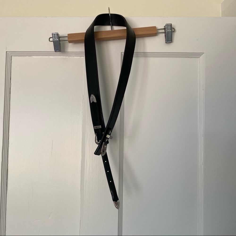 Black Faux Leather Belt, S/M (89cm)